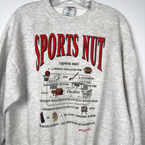 Vintage 90s Sports Nut Jerzees Persnalites Gray Streetwear Sweetshirt Size L - Picture 1 of 7